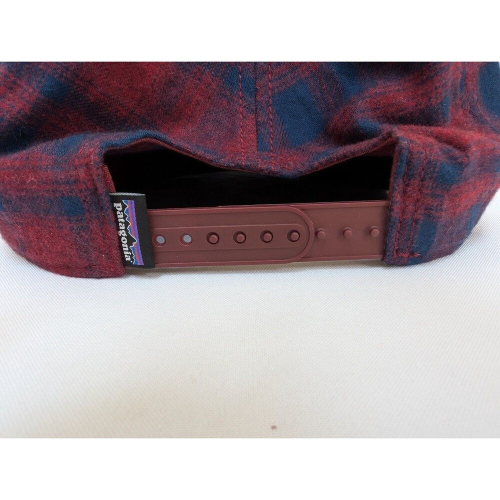 PATAGONIA RANGE FLANNEL HAT DENIM BLUE BURGUNDY RED SOFT CAP UNISEX ADJUSTABLE - Picture 2 of 6